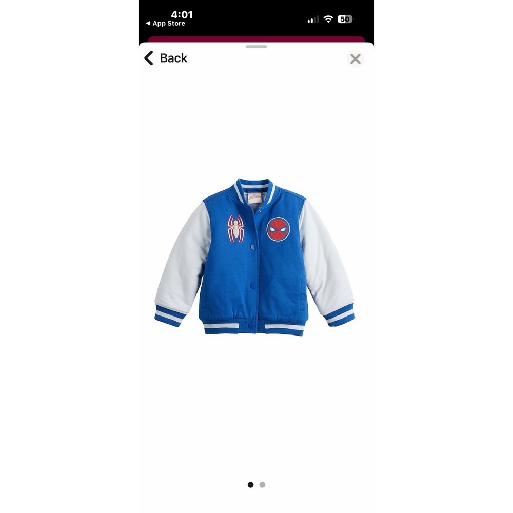 DreamWave Marvel Spider-Man Varsity Boys Jacket Size 4 Toddler Brand New